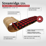 Streamridge Grizzly Kids' Traditional Vintage Wooden Winter Toboggan Sled & Seat Pad, 4-ft