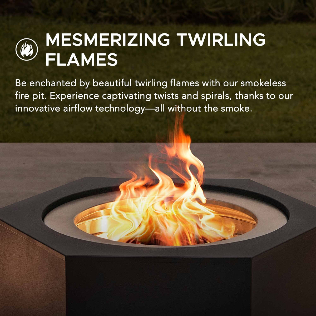 Sunjoy Hexagonal Low Smoke Stainless Steel Fire Pit, 26-in