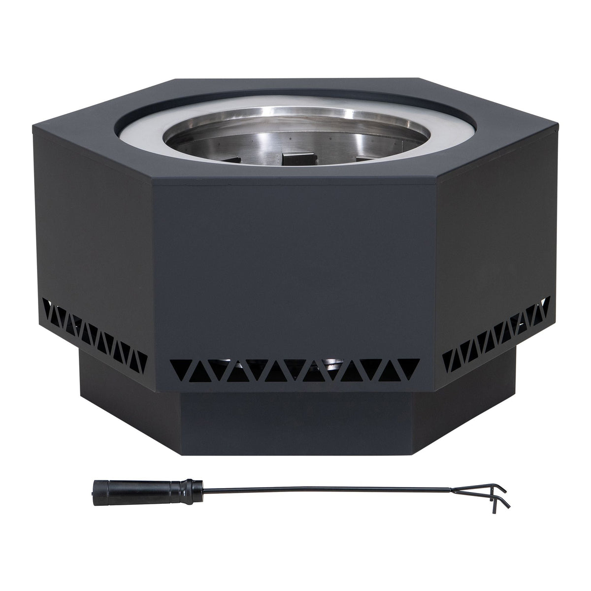 Sunjoy Lawrence Hexagonal Low Smoke Firepit, 28-in