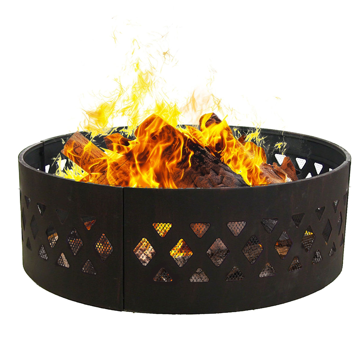 Sunnydaze Decor Cut Out Wood-Burning Fire Ring, 36-in