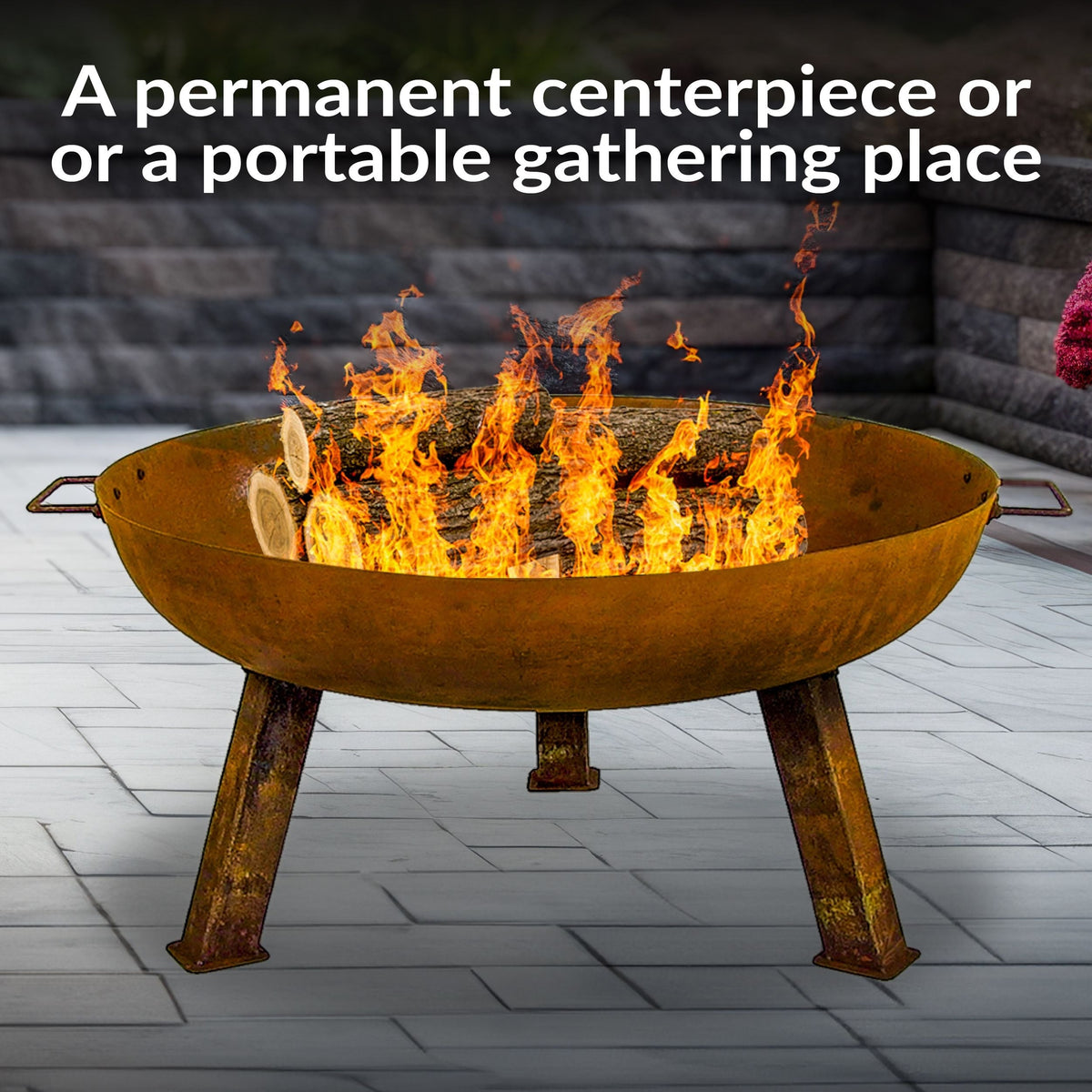 Sunnydaze Decor Rustic Cast Iron Fire Bowl, 30-in