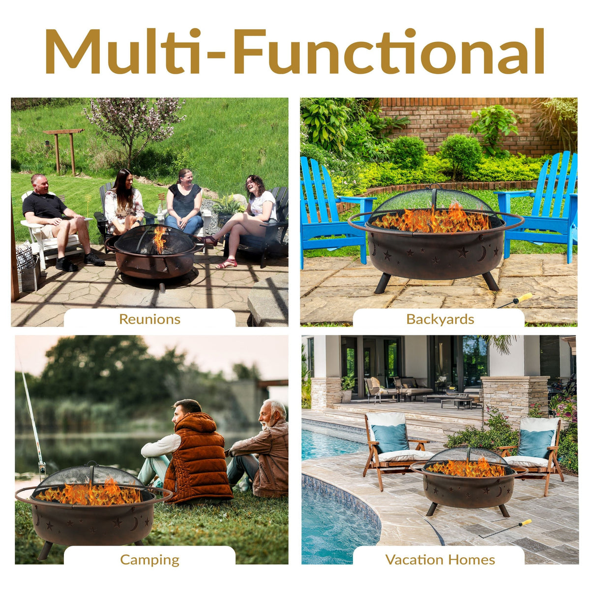 Sunnydaze Décor Steel Cosmic Fire Pit, Extra-Large, 42-in