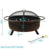 Sunnydaze Décor Steel Cosmic Fire Pit, Extra-Large, 42-in