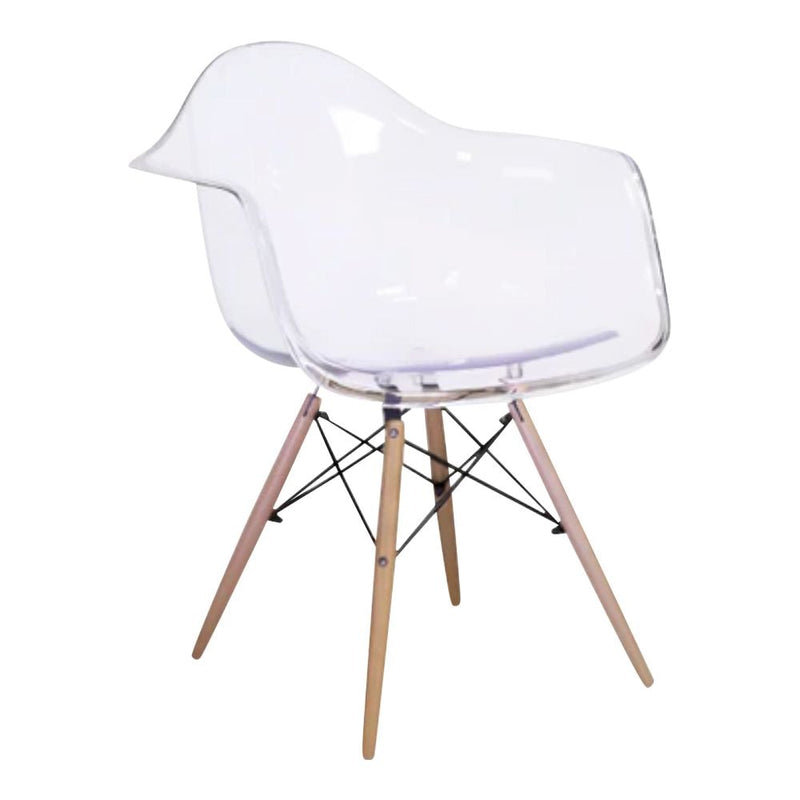 Take Me Home Clear Plastic Bucket Armchair with Wood Legs