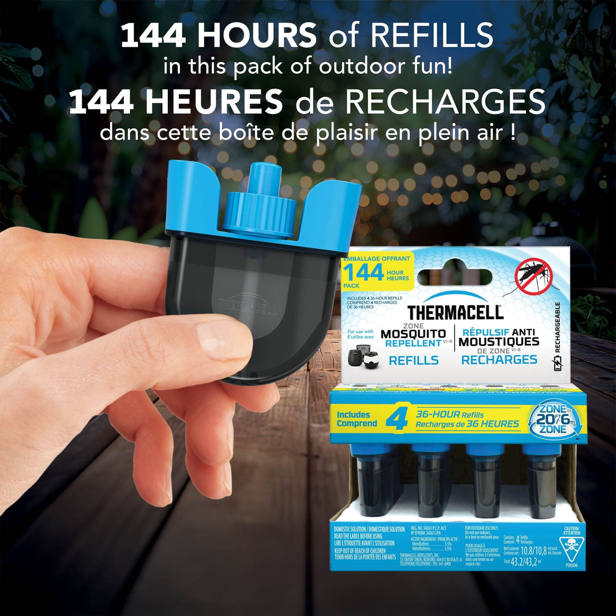 Thermacell E-ZoneGuard Rechargeable Mosquito Repellent Refill 144-Hour Pack