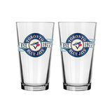Toronto Blue Jays Pint Drinking Glass Set For MLB Baseball Fans/Collectors, 16-oz, 2-pk