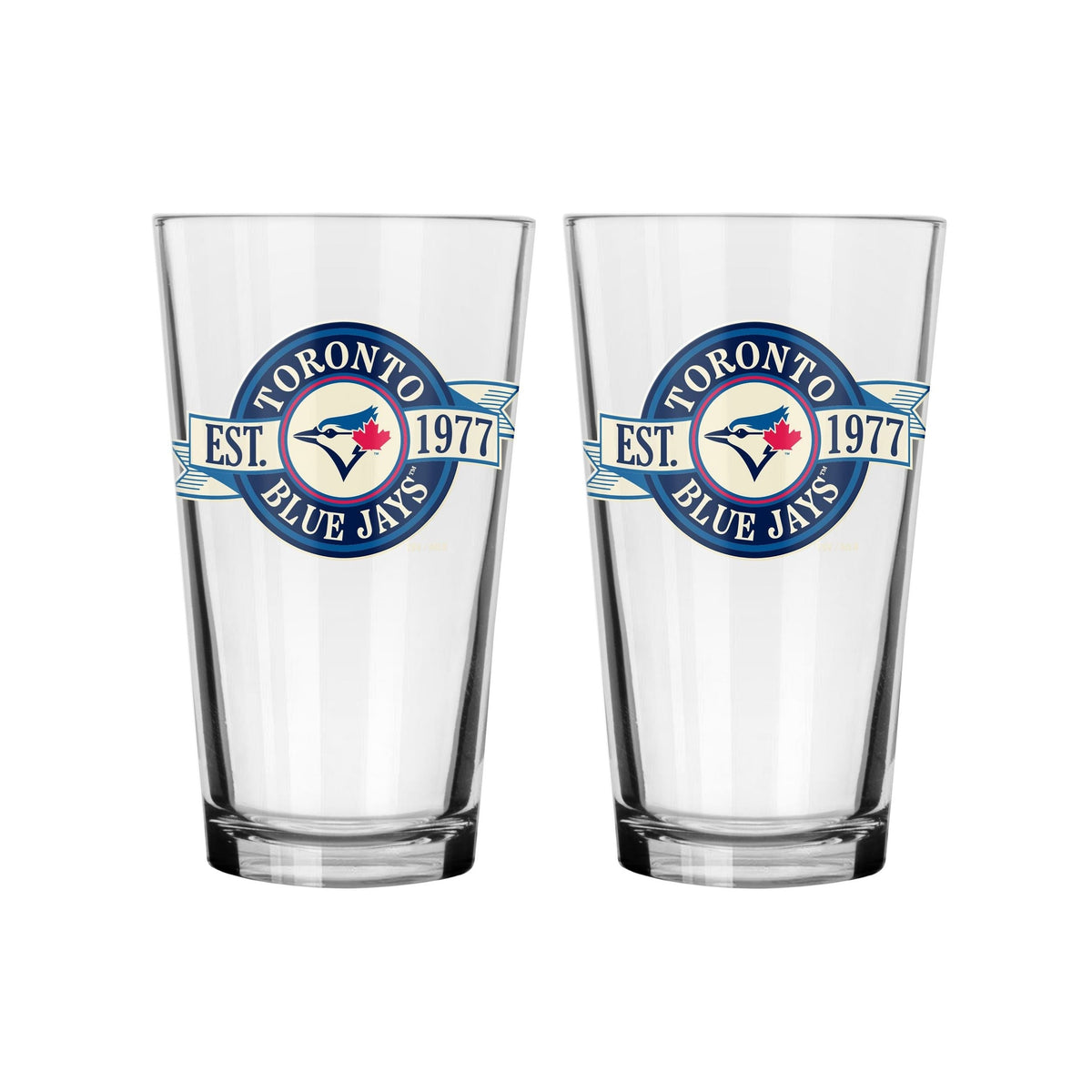 Toronto Blue Jays Pint Drinking Glass Set For MLB Baseball Fans/Collectors, 16-oz, 2-pk