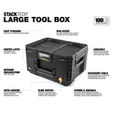 ToughBuilt StackTech Middle Portable Modular Plastic/Metal Tool Box with Inner Tray, IP65-Rated, Black