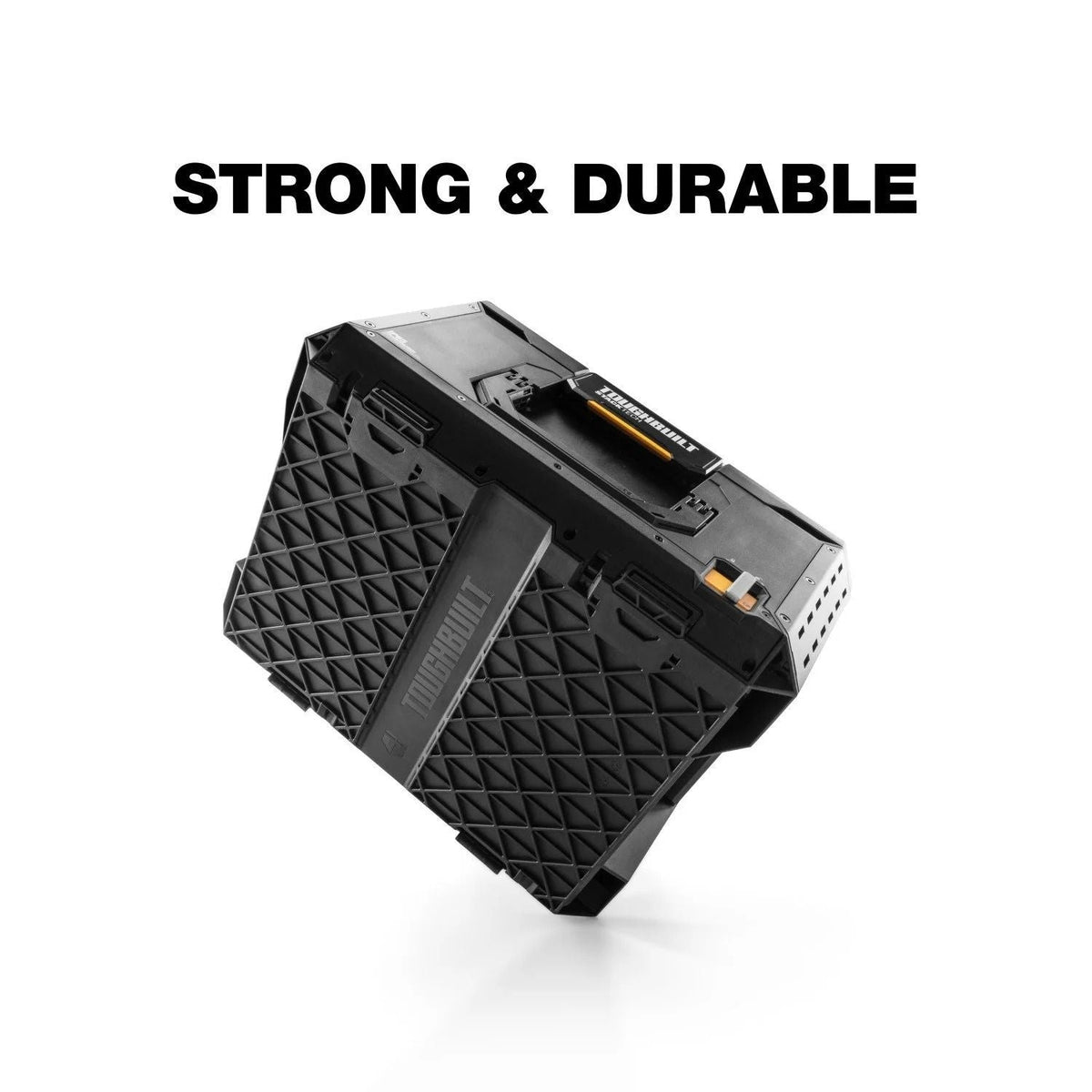 ToughBuilt StackTech Middle Portable Modular Plastic/Metal Tool Box with Inner Tray, IP65-Rated, Black