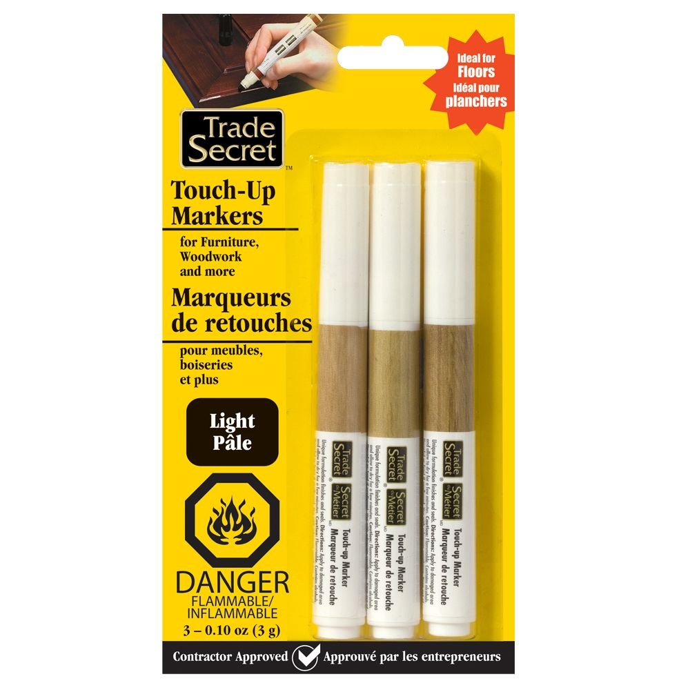 Trade Secret Light Touch Up Markers for Wood, Light Brown, 3-pk