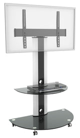 TygerClaw LCD84113BLK Superior TV Cart with Glossy Glass Base and Shelf, 32-in to 55-in