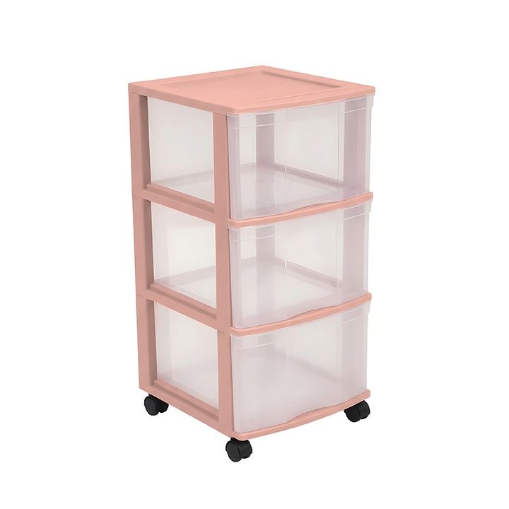 Type A 3-Drawer Storage Tower, Pink