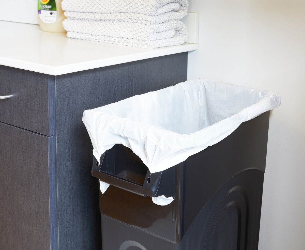 United Solutions Plastic Tall Slim Rectangular Garbage Can, Black, 87-L