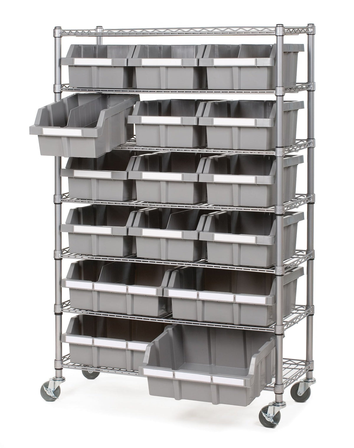 Vancouver Classics 7-Tier NSF 16-Bin Rack Shelving, 36-in x 14-in x 56-in