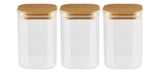 Vida by PADERNO Square Glass Pantry Storage Container Set with Airtight Bamboo Lid, 3 Count