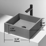 VIGO Alhambra Gothic Concreto Stone 15x15-in Deep Grey Bathroom Sink/Basin with Square Vessel