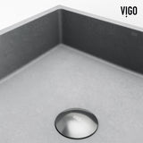 VIGO Alhambra Gothic Concreto Stone 15x15-in Deep Grey Bathroom Sink/Basin with Square Vessel