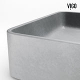 VIGO Basilica Gothic ConcretoStone 23x14-in Deep Grey Bathroom Sink/Basin with Rectangular Vessel