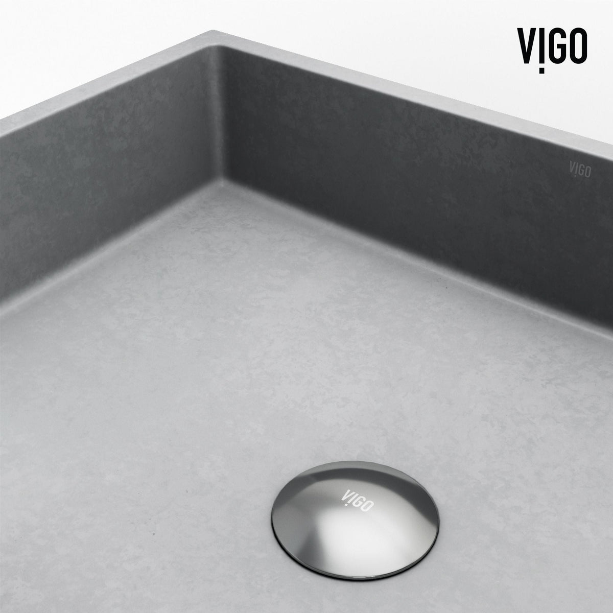 VIGO Coca Gothic ConcretoStone 19x15-in Deep Grey Bathroom Sink/Basin with Rectangular Vessel