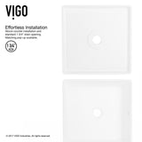VIGO Dianthus Matte Stone Square Vessel Bathroom Sink, Above-Counter Installation, White