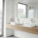 VIGO Dianthus Matte Stone Square Vessel Bathroom Sink, Above-Counter Installation, White