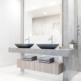 VIGO Duomo Gothic ConcretoStone Grey Bathroom Sink/Basin Set with Cass Faucet and Rectangular Vessel