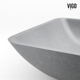 VIGO Duomo Gothic ConcretoStone Grey Bathroom Sink/Basin Set with Dunn Faucet and Rectangular Vessel
