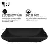 VIGO Hadyn Glass Rectangular Vessel Bathroom Sink/Basin with Rounded Edges & Deep Bowl, Black