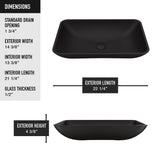 VIGO Hadyn Glass Rectangular Vessel Bathroom Sink/Basin with Rounded Edges & Deep Bowl, Black