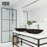 VIGO Hadyn Glass Rectangular Vessel Bathroom Sink/Basin with Rounded Edges & Deep Bowl, Black