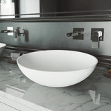 VIGO Lotus Matte Stone Round Composite Vessel Bathroom Sink/Basin with Deep Bowl, White