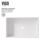 VIGO Magnolia MatteStone White Bathroom Sink/Basin Set with Cass Faucet and Rectangular Composite Vessel