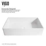 VIGO Magnolia MatteStone White Bathroom Sink/Basin Set with Niko Faucet and Rectangular Composite Vessel