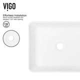 VIGO Marigold MatteStone Matte White Bathroom Sink/Basin Set with Amada Faucet and Rectangular Composite Vessel