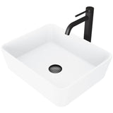 VIGO Marigold MatteStone Matte White Bathroom Sink/Basin Set with Lexington Faucet and Rectangular Composite Vessel
