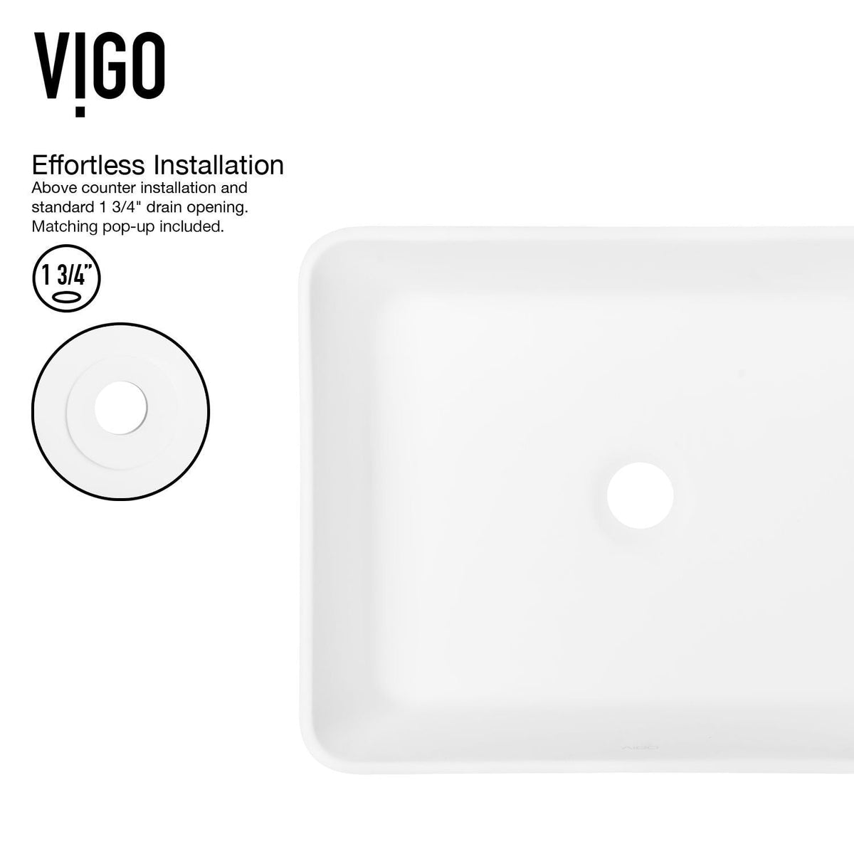 VIGO Marigold MatteStone Matte White Bathroom Sink/Basin Set with Norfolk Faucet and Rectangular Composite Vessel