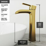VIGO Niko Single Handle Single-Hole Bathroom Vessel Faucet in Matte Brushed Gold