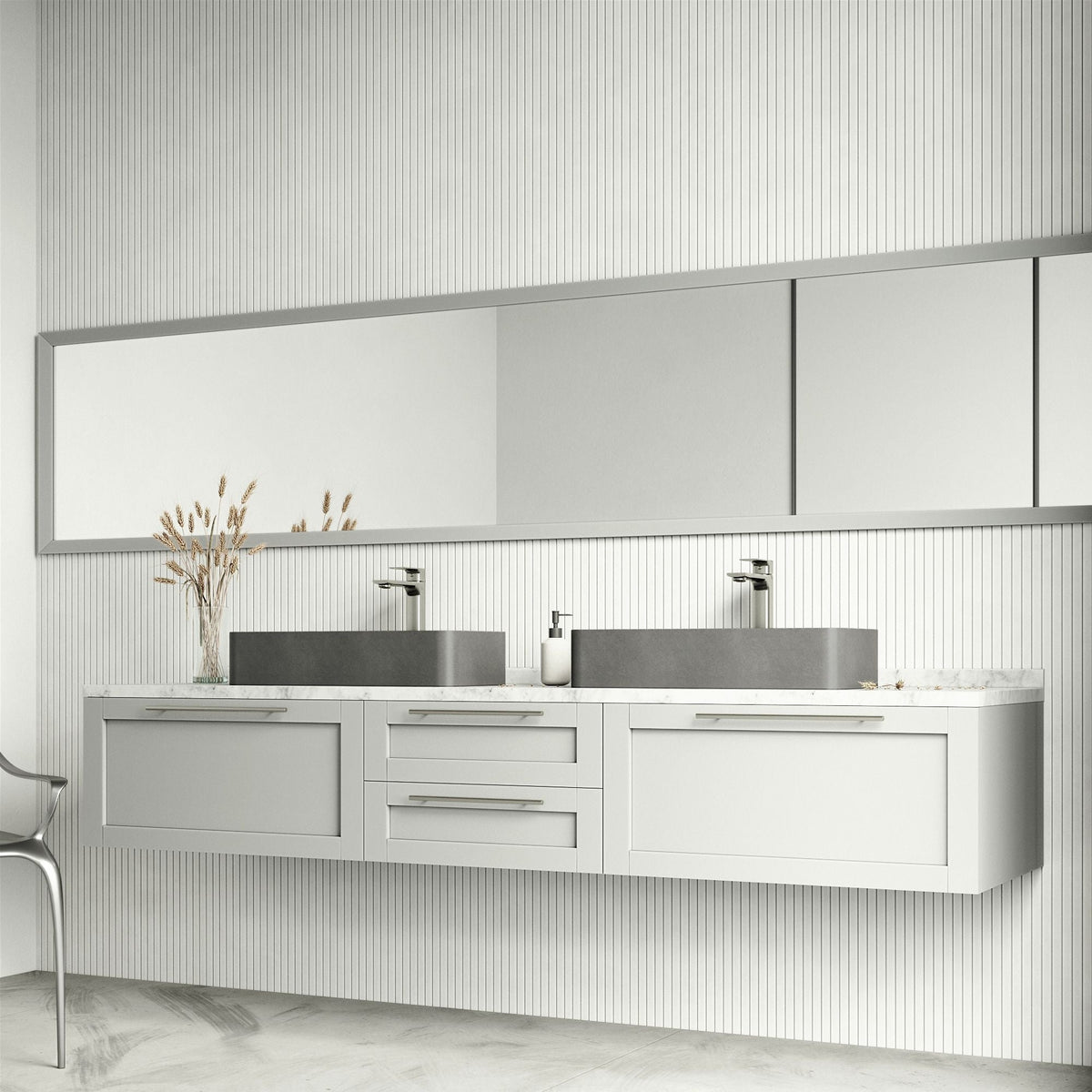 VIGO Palazzo Gothic ConcretoStone 24x11-in Deep Grey Bathroom Sink/Basin with Rectangular Vessel