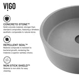 VIGO Palermo Gothic ConcretoStone 15x15-in Deep Grey Bathroom Sink/Basin with Round Vessel