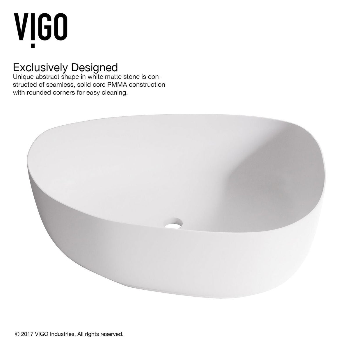 VIGO Peony Matte Stone Novelty Composite Vessel Bathroom Sink/Basin with Deep Bowl, White
