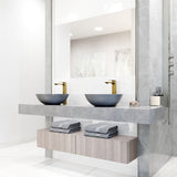 VIGO Ravenna Gothic ConcretoStone Grey Bathroom Sink/Basin Set with Dunn Faucet and Round Vessel