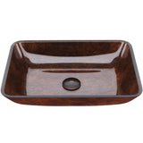 VIGO Rectangular Glass Vessel Bathroom Sink/Basin with Deep Bowl, Russet