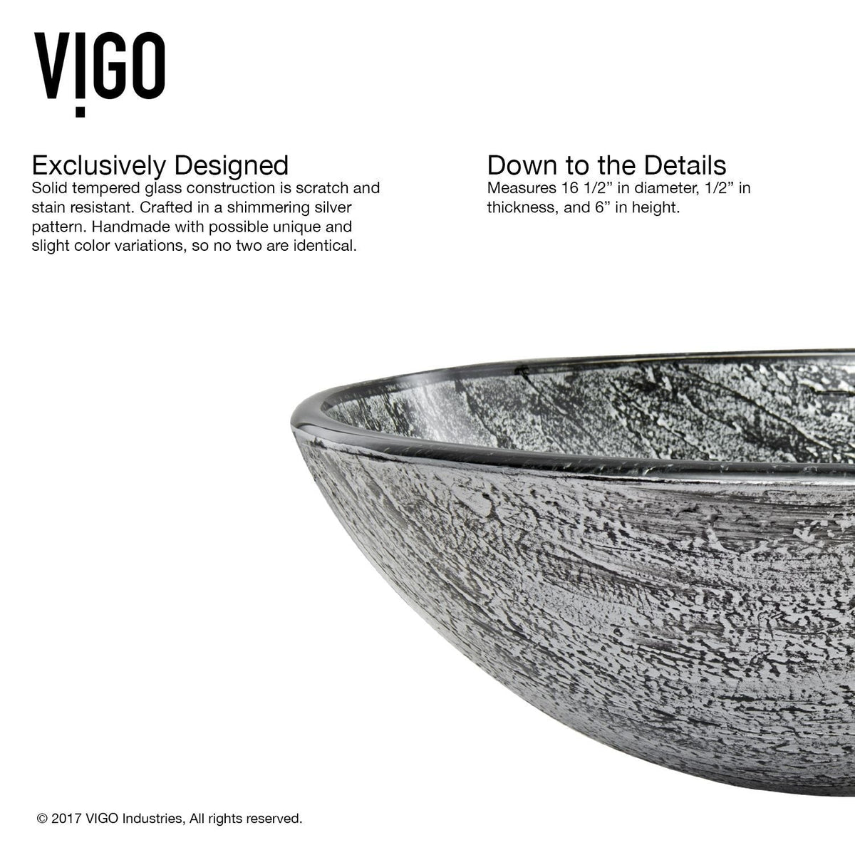 VIGO Round Glass Vessel Bathroom Sink/Basin with Deep Bowl, Titanium