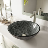 VIGO Round Glass Vessel Bathroom Sink/Basin with Deep Bowl, Titanium