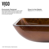 VIGO Russet Glass 18-in Red/Brown Bathroom Sink/Basin Set with Niko Faucet and Rectangular Vessel