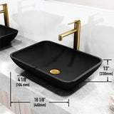 VIGO Sottile MatteShell Matte Black Bathroom Sink/Basin Set with Sterling Faucet and Glass Rectangular Vessel