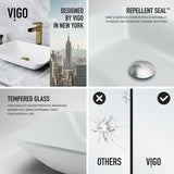 VIGO Sottile MatteShell White Bathroom Sink/Basin Set with Amada Faucet and Glass Rectangular Vessel