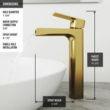 VIGO Sottile MatteShell White Bathroom Sink/Basin Set with Amada Faucet and Glass Rectangular Vessel