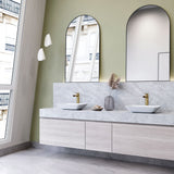 VIGO Sottile MatteShell White Bathroom Sink/Basin Set with Amada Faucet and Glass Rectangular Vessel