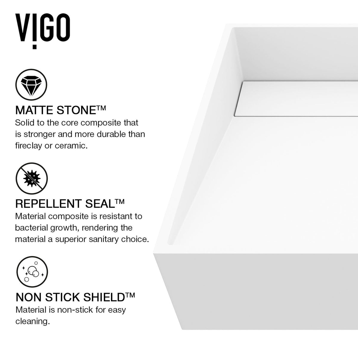 VIGO Starr Modern MatteStone 15x15-in Deep White Bathroom Sink/Basin with Square Vessel